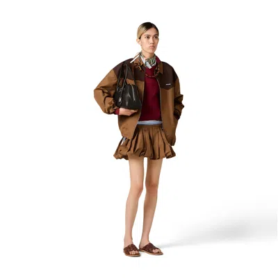 Miu Miu Collared Jacket Two Tone Elasticated Design In Brown