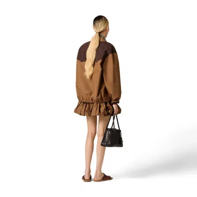 Miu Miu Collared Jacket Two Tone Elasticated Design In Brown