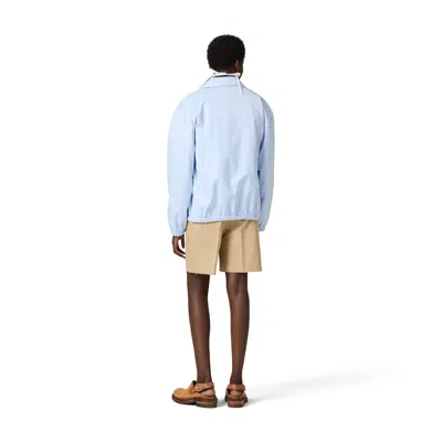 Miu Miu Gingham Cotton Collared Zip Jacket In Blue