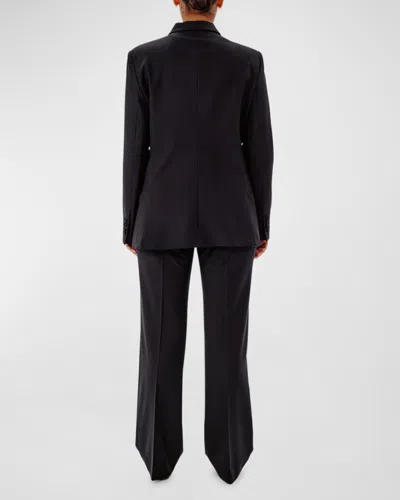 Another Tomorrow Wool Double-breasted Blazer Jacket In Black