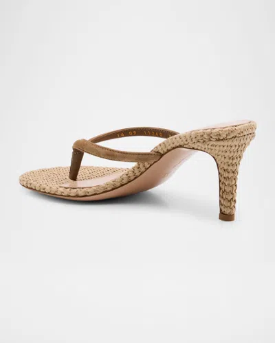Gianvito Rossi 70mm Calypso Suede And Raffia Heeled Thong Sandals In Multi