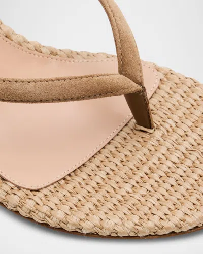Gianvito Rossi 70mm Calypso Suede And Raffia Heeled Thong Sandals In Multi