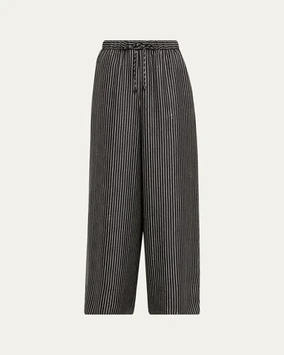 Max Mara Rope Pinstripe Wide-leg Pull-on Pants In Multi