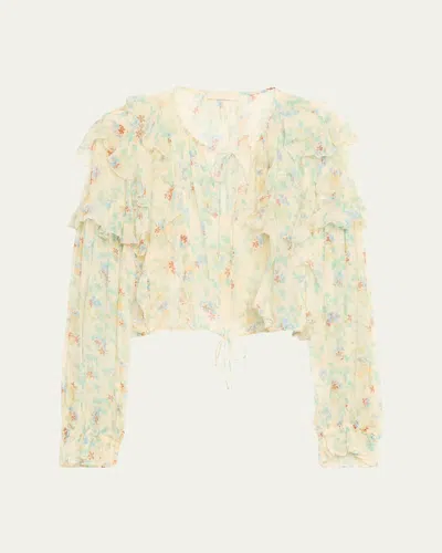 Ulla Johnson Delfina Long-sleeve Silk Chiffon Blouse In Multi