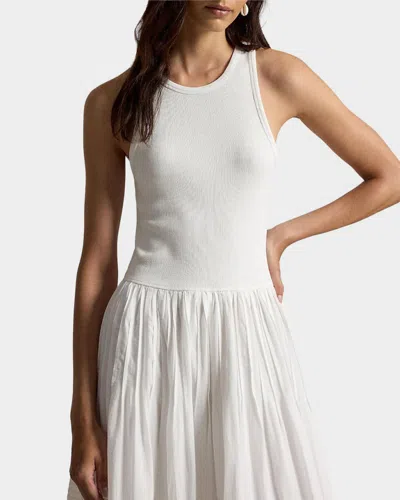 Polo Ralph Lauren Womens White Sleeveless Lace-trim Stretch-cotton Tank Dress