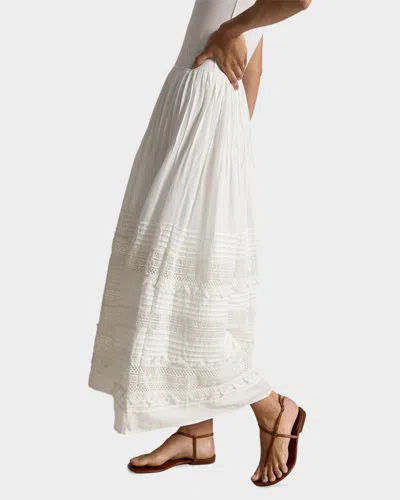 Polo Ralph Lauren Womens White Sleeveless Lace-trim Stretch-cotton Tank Dress