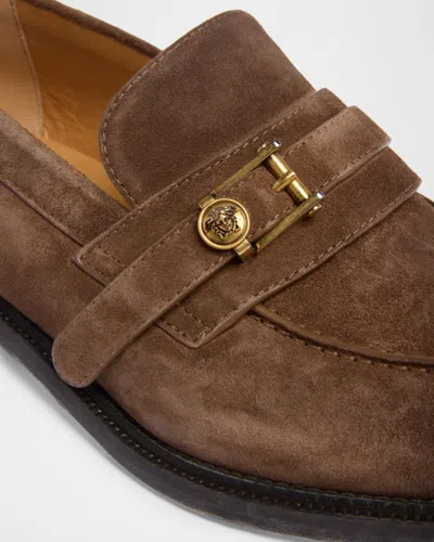 Versace Loafers With Gold Buckle In Multi