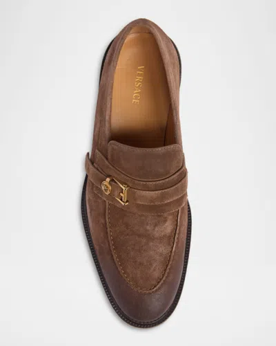 Versace Loafers With Gold Buckle In Multi
