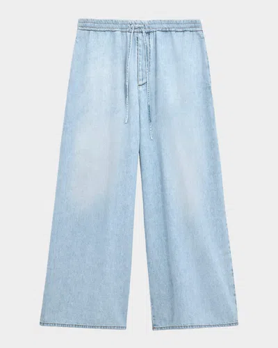 Loewe Crop Denim Pants In Blue