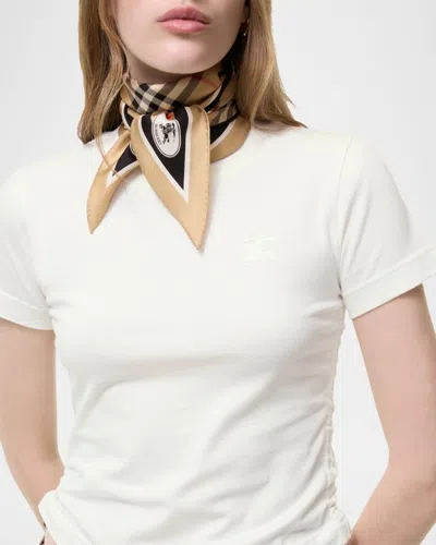 Burberry Silk Foulard Triangular Shape Plaid Pattern In Neutral