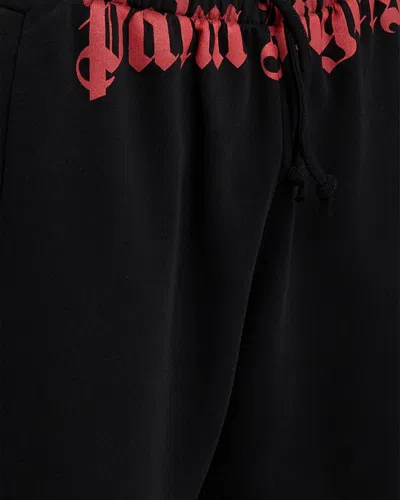 Palm Angels Men's Waist Logo Cotton Sweat Shorts In Black