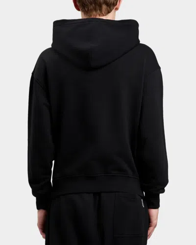 Palm Angels Men's Logo Neck Cotton Hoodie In Black