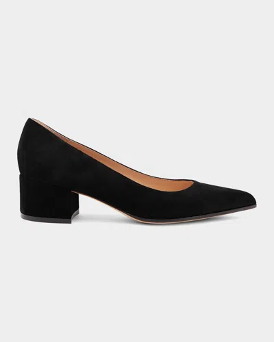 Gianvito Rossi Decollette Piper Pump In Soft Suede With Pointed Toe In Brown