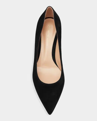 Gianvito Rossi Decollette Piper Pump In Soft Suede With Pointed Toe In Brown