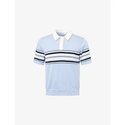 Simkhai Mens Periwinkle Sky Multi Brandon Popver Cotton Polo Shirt Xxl In Blue
