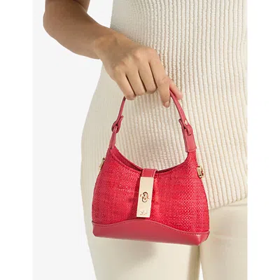 Dune Womens Red Natural Raffia Supportive Turn-lock Micro Raffia Bag In Pattern