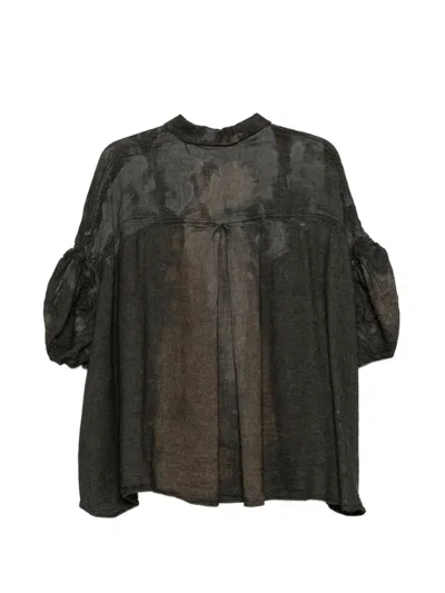 Rundholz Bleached-effect Puff-sleeve Shirt In Multi