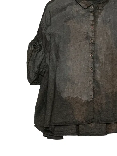 Rundholz Bleached-effect Puff-sleeve Shirt In Multi