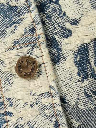 Pre-owned Louis Vuitton Monogram Denim Jacket In White