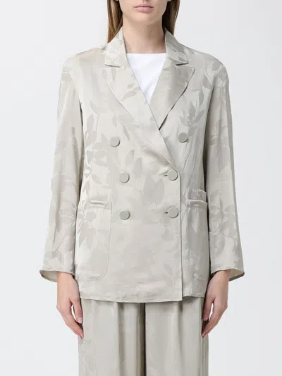 Armani Exchange Double-breasted Flower-pattern Blazer In Gray