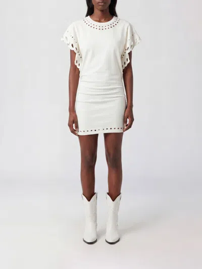 Isabel Marant Étoile Orlane Eyelet Ruffle-sleeve Mini T-shirt Dress In White