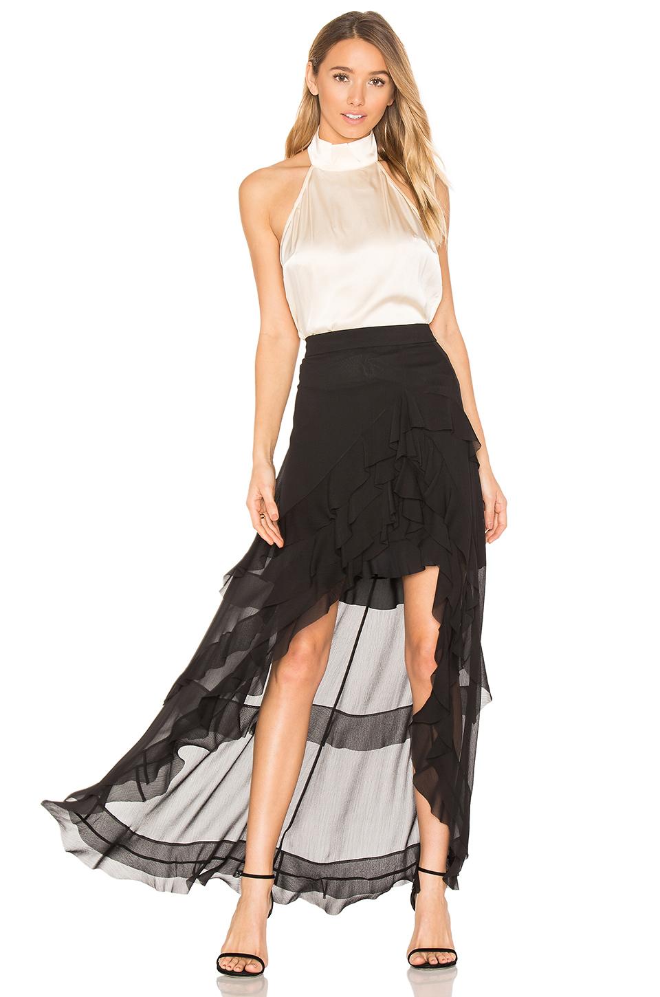 Alice And Olivia Lavera Asymmetric Ruffled Georgette Maxi Skirt In ...