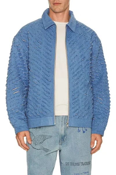 Pas Une Marque Cut Through Denim Jacket In Blue