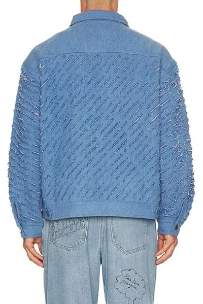 Pas Une Marque Cut Through Denim Jacket In Blue