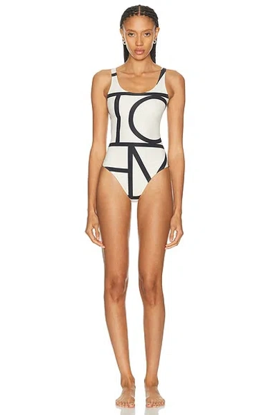 Totême Toteme One-piece Swimsuit With Lettering In White