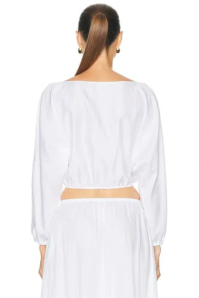 Leset Yoko Cropped Gathered Cotton-poplin Top In White