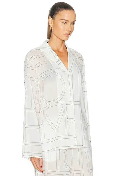 Totême Womens White Black Monogram Spread-collar Cotton-blend Shirt In Multi