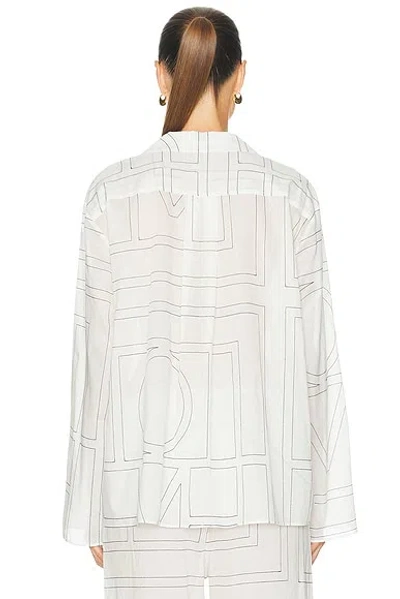 Totême Womens White Black Monogram Spread-collar Cotton-blend Shirt In Multi