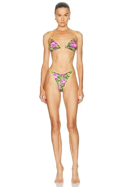 Heavy Manners Double String Bikini Top In Green