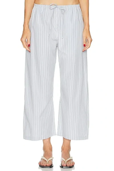 Leset Yoshi Striped Cotton-blend Wide-leg Pants In Blue