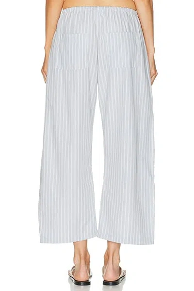 Leset Yoshi Striped Cotton-blend Wide-leg Pants In Blue
