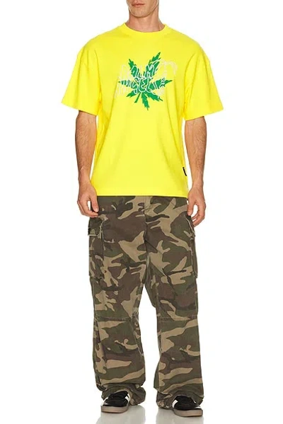 Palm Angels Palm Leaf Graphic T-shirt In Yellow