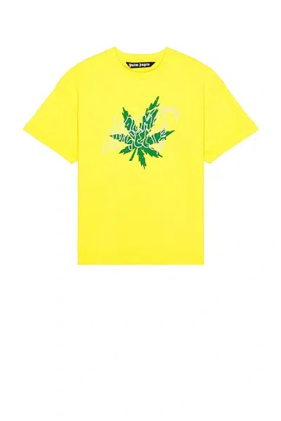 Palm Angels Palm Leaf Graphic T-shirt In Yellow