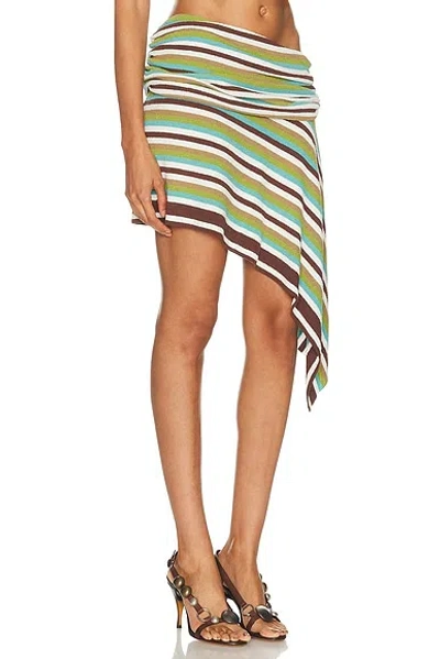 Christopher Esber Stripe Knit Extension Drape Mini Skirt In Multi