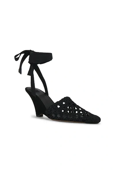 Jacquemus Woven Ankle-tie Heeled Sandals In Black