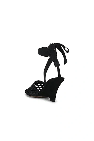 Jacquemus Woven Ankle-tie Heeled Sandals In Black