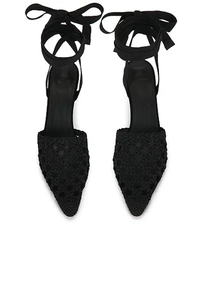 Jacquemus Woven Ankle-tie Heeled Sandals In Black