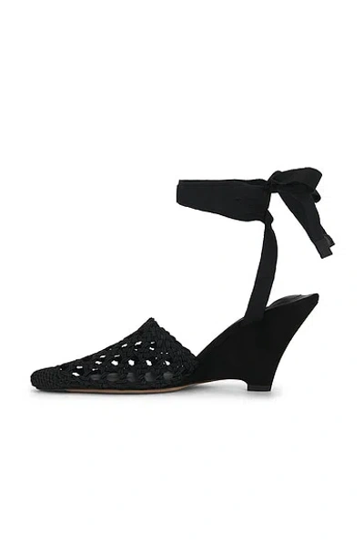 Jacquemus Woven Ankle-tie Heeled Sandals In Black