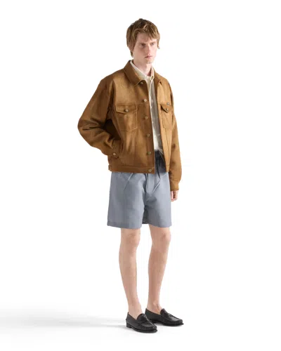 Prada Suede Jacket In Brown