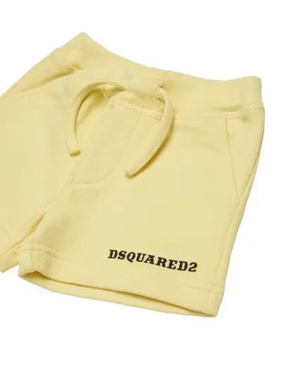 Dsquared2 Drawstring Logo-print Shorts In Yellow