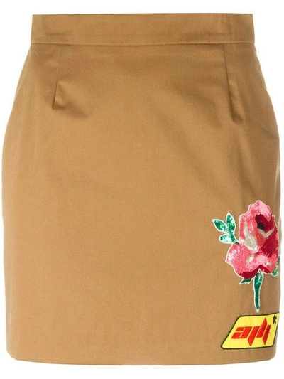 Shop Au Jour Le Jour Patch Detail Mini-skirt - Brown