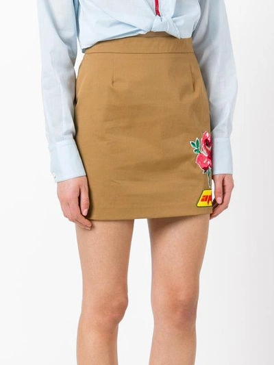 Shop Au Jour Le Jour Patch Detail Mini-skirt - Brown