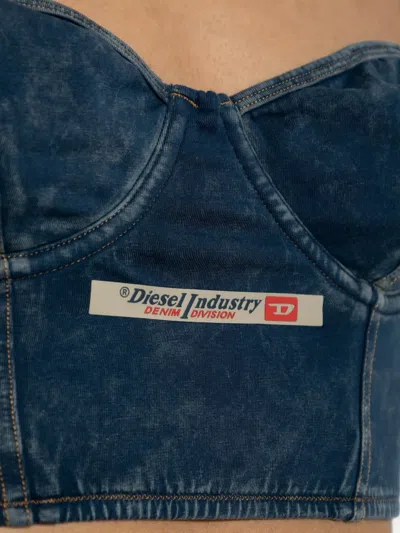 Diesel Effect Cotton Mini Top With Adjustable Straps In Blue