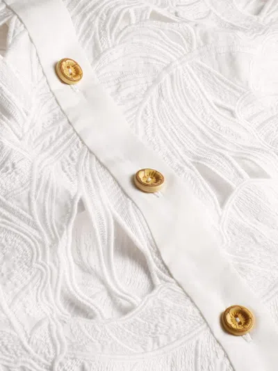 Zimmermann Womens Ivory Mahon Embroidered Cropped Cotton Shirt Xl In White