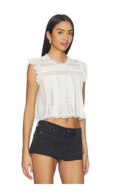 Free People Sun Drenched Lace Trim Crop Top In White | ModeSens