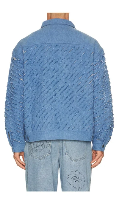 Pas Une Marque Cut Through Denim Jacket In Blue